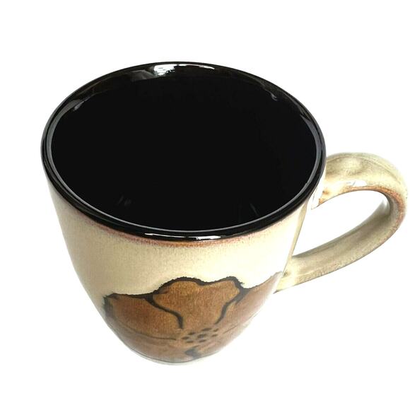 Pfaltzgraff Painted Poppies Coffee Mug Beige Bown Replacement Cup Earthy Flower - Picture 3 of 11